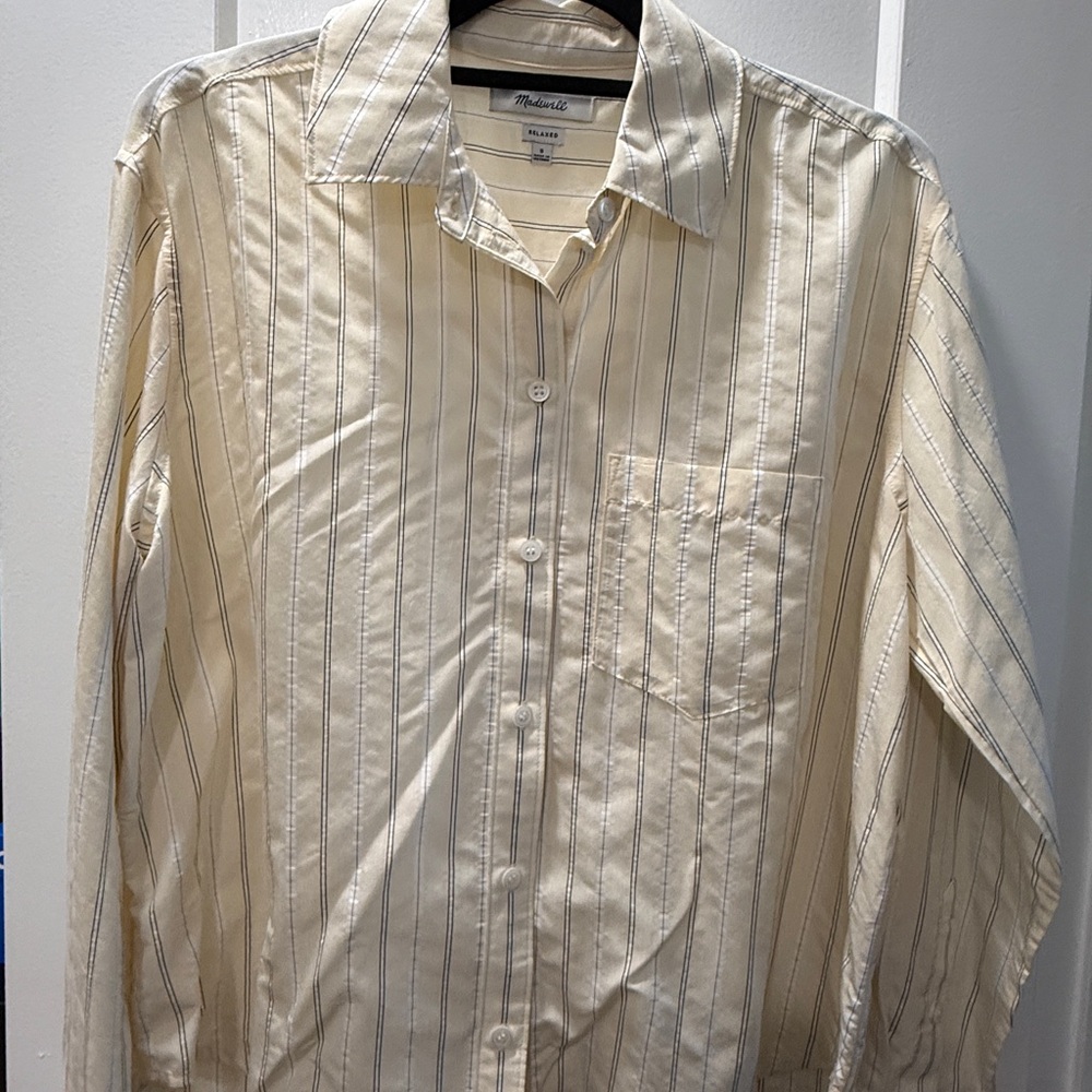 Madewell Beige Striped Button Down Shirt